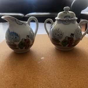 Vintage 1940’s Japanese, porcelain Cream and Sugar Set